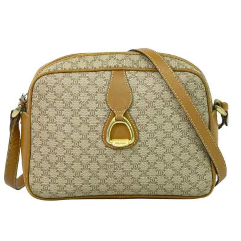 Celine Macadam Shoulder Bag Beige Tan